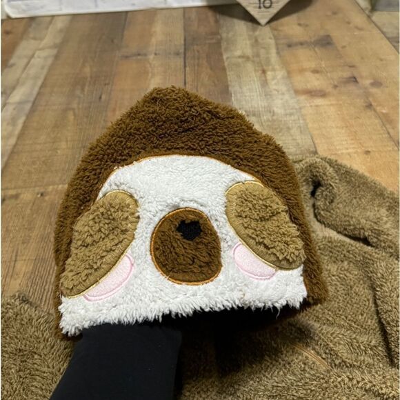 Sloth one piece jumpsuit romper hoodie mittens costume fleece animal - Picture 4 of 10